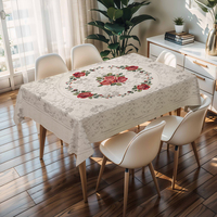Nappe florale rose et blanche Kawaii RNPT avec support en PU, nettoyage facile, imperméable, résistante à l'huile, épaisseur 0,5 mm, pour mariage