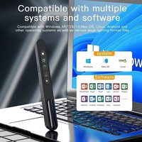 Presentador Inalámbrico con Láser Rojo, Control de Volumen, Lápiz para Pasar Páginas, Control Remoto USB 2.4GHz para Presentaciones PowerPoint