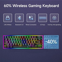 Clavier de jeu AZERTY 68 touches personnalisable français-espagnol, à commutation à chaud, pour PC Gamer, interrupteurs rouges, Tastature Gaming