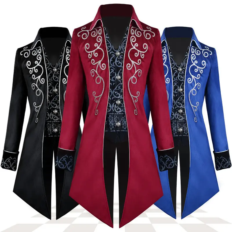 Drop ship Hommes Steampunk Vintage Tailcoat Veste Gothique Victorien Redingote Uniforme Halloween Costume ecoparty