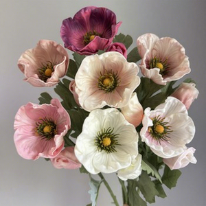 2 Cabezas de Flor de Amapola de PU, Ramo de Anémonas Pequeñas, Accesorios de Decoración para Sala de Estar, Mesa de Comedor, Decoración del Hogar, Artificial - Product Image 1