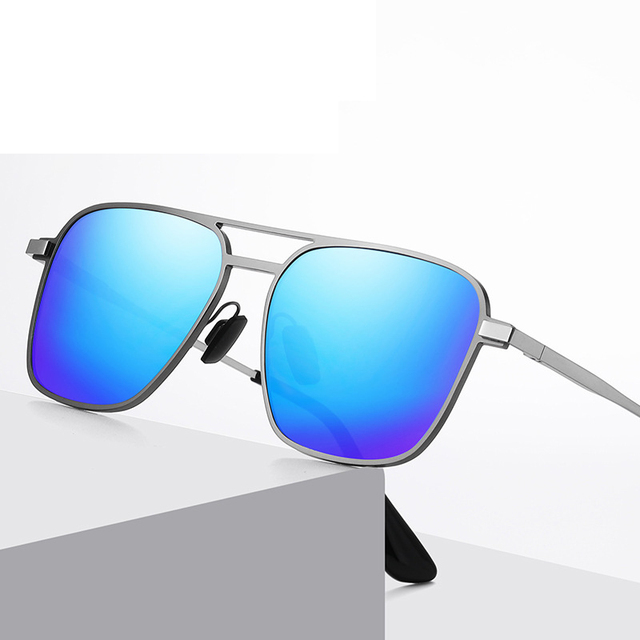 Photochromic Night Vision Glasses Metal Double Bridge Luxury Square Sunglasses Men Polarized High Quality