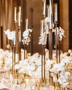 Bougeoir de luxe en métal doré 1.2m fer à 8 têtes de haute qualité pour centres de table de mariage décorations de table éclairage d'événement spécial - Product Image 3