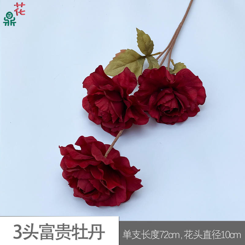 ดอกโบตั๋นมั่งคั่ง3หัว RS สีแดง