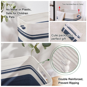 Panier à linge avec poignées, panier décoratif pour le salon, panier de rangement tissé pour jouets - Product Image 4
