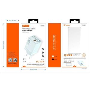 Cargador Rápido con Cable Telescópico Innov PD50W A+C, Adaptador de Viaje - Product Image 1