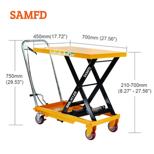 SAMFD - Mesa Elevadora de Tijera Portátil con Ruedas, Precio Competitivo Directo de Fábrica, Mesas Hidráulicas con Ruedas SML-H125, Hidráulica de Accionamiento Manual - Product Image 3