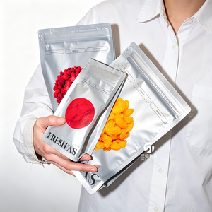 Sachet alimentaire pour animaux de compagnie en papier kraft imprimé numériquement, faible MOQ, avec fenêtre transparente, fermeture éclair à huit côtés, pour friandises pour chats et chiens - Product Image 5