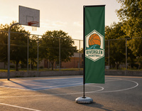 Ensemble de drapeaux personnalisés pour équipe de basketball de 3 mètres (comprend un mât et une base croisée) – Bannières publicitaires extérieures en gros