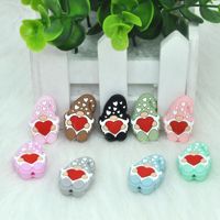Accessoires de chaîne de sucette en silicone de qualité alimentaire, avec logo cœur et perles animaux de dessin animé, pour la Saint-Valentin, vente directe fabricant
