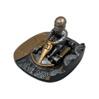Trofeo de Karting Weivista de Resina Ecológica en Bronce Antiguo con Base de Mármol, Premio para Torneos de Carreras