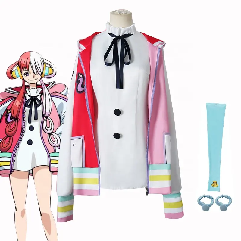 Großhandel One Piece Film Rot Anime Kostüm High School Uniform Outfit Halloween Party Lolita Kleid Uta Cosplay Kostüm