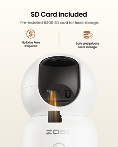 กล้องวงจรปิด WiFi ภายในอาคาร 2K PTZ 360 °   กล้องวงจรปิดบ้านแบบแพน-ทิลท์ AI ตรวจจับมนุษย์  ดูอัลแบนด์ 5GHz พร้อมระบบมองกลางคืน - Product Image 2