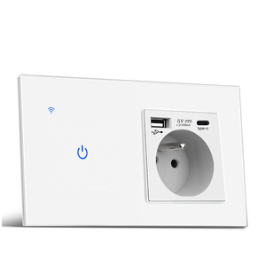 Smart Life Light Switch sensore WiFi Touch Smart 146 WiFi 1 GANG Switch EU presa francese con USB tipo A + <span class=keywords><strong>C</strong></span> Home - Product Image 1