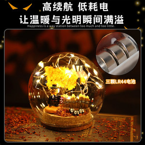 Lampe féerique d'Halloween, boule à vœux, globe à neige lumineux à LED, ornement, décoration de scène DIY, accessoire photo pour fête - Product Image 4
