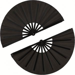 2025 Custom Eco-Friendly <b>Large</b> Ribs Fabric Folding Hand <b>Fans</b> Personalized Painted Logo Plastic Crafts - Product Image 1