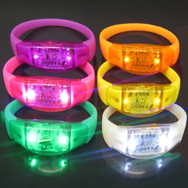 Gelang silikon LED suara musik diaktifkan dengan suara gelang plastik dengan harga rendah