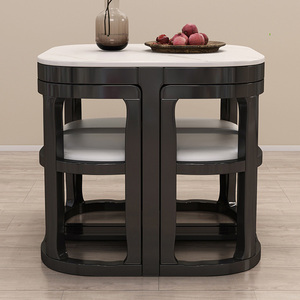 Bàn ăn tròn gấp bằng gỗ nguyên khối cao cấp, nội thất gia đình hiện đại, dùng cho nhà bếp, bàn ăn gia đình, bàn bếp nhỏ - Product Image 3