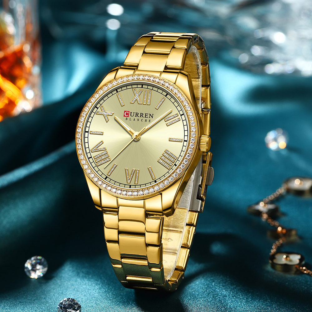 CURREN – montres de luxe pour femmes, montre-bracelet à Quartz et diamant pour dames et filles, mode, étanche, horloge