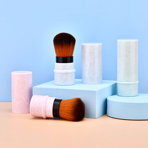 Ensemble de pinceaux de maquillage professionnels, outils cosmétiques, pinceau à poudre libre rétractable, portable, pour les voyages, blush, fond de teint, avec couvercle - Product Image 1