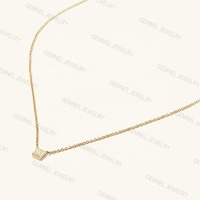 Gemnel Chic Carré Diamant pendentif 925 argent chaîne fine collier en cristal