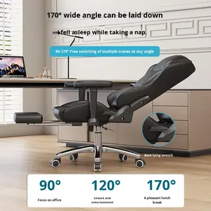 เก้าอี้สำนักงานปรับเอนได้ เก้าอี้เกมมิ่งหนัง PU รองรับสรีระ ฐาน 5 แฉก พนักพิงศีรษะสูง ปรับระดับได้ นั่งสบายเป็นเวลานาน รุ่น - Product Image 4