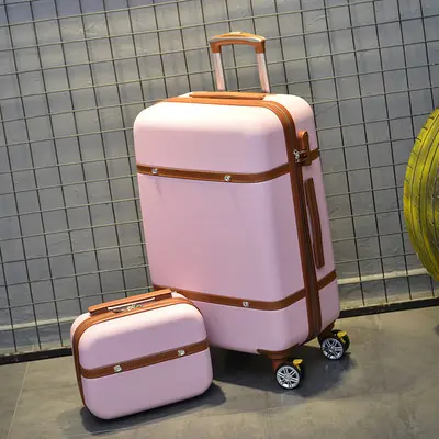 Vente en gros valise classique colorée 20 valise de voyage ABS avec sacs à cosmétiques