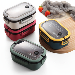 Large Capacity Plastic 40oz Lunch Box Microwave Safe Dual Tier All-in-One Bento Box Leak-Proof Heatable Dining Work for Newborn - Product Image 1