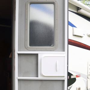 Puerta Corredera para RV de Material PP, Riel de 12 Pulgadas de Ancho con Panel de Tope Deslizante para Remolque de RV, Autocaravana, Color Blanco - Product Image 4