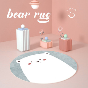 <b>Cute</b> Cartoon Round Rug For Kids Room Bedroom Non Slip Modern Design Cat Print Floor Mat Living Room Study Entryway Use - Product Image 3