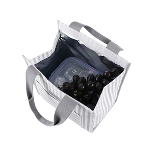 Eco-Friendly Reusable Polyester Waterproof Thermal Lunch Cooler <b>Bag</b> Insulated Zipper Closure Wine-Inspired Design Pearl Wool Big - Product Image 5
