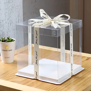 Pet Tall Transparent Cake Box Verpackung Klar Kunststoff Cake Box Geburtstags feier Transparent 3 In 1 Cake Box