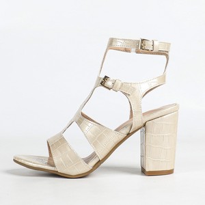 Heeled Sandals Peep <b>Toe</b> Chunky Heel Buckle Strap Elegant Mid Heel Women's Fashion Summer Solid PU Lining Shoes - Product Image 5