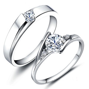 Amor de plata ajustable de diamante, anillo de plata para los hombres y mujeres par de joyas de compromiso R002 - Product Image 2