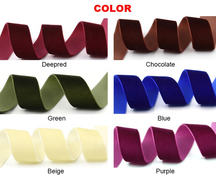 Factory hot sale high quality gift packaging mother's day velvet ribbon roll Wholesale custom luxury 2.5cm velvet ribbon wired