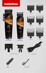 Cortadora de pelo con hoja de cerámica profesional para hombres, cortadora de pelo eléctrica mejorada con batería, afeitadora de lámina, maquinilla de afeitar facial - Product Image 6