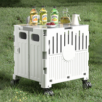 Chariots pliants utilitaires à poignée noire et blanche, poussette pour animaux de compagnie, chariot de rangement en plastique, chariot de marché, de camping, de promenade, 4 ou 8 roues