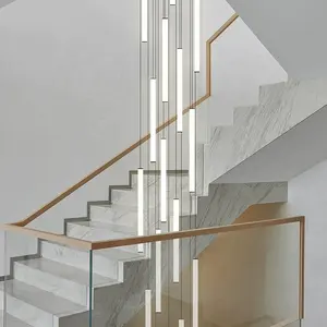 Modern Luxury Led Pendent Lamp Light Living Room Lighting Loft Black Ceiling Suspension Chandelier Acrylic Staircase Chandeliers