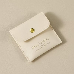 Luxury PU Leather Custom Logo Square Envelope Jewelry Pouch with Gold Button Earrings Bracelet Dustproof Bag - Product Image 6