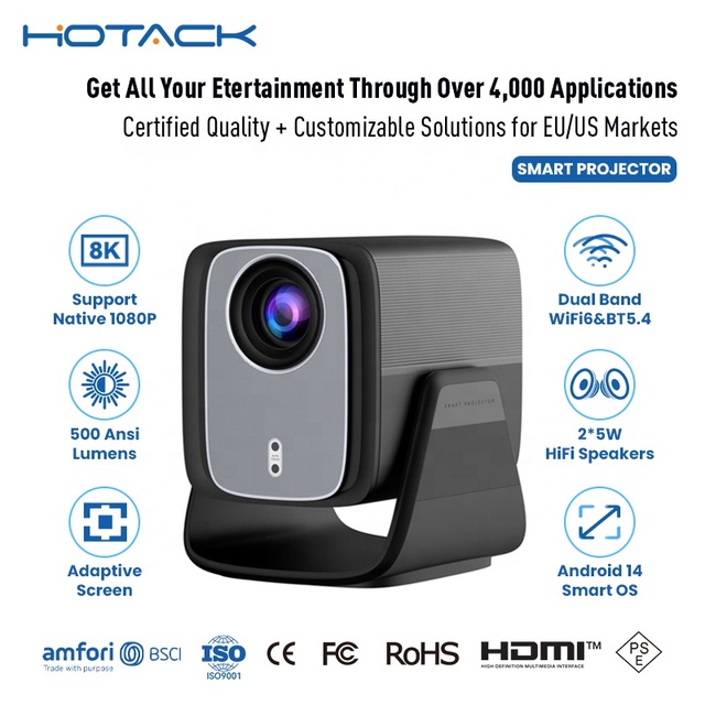 Hotack Latest X5AR Full Hd 1080p Home Theater Movie 8K Projector Portable Smart Android TV Game Projector