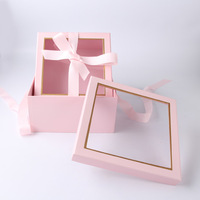 Vente en gros boîte cadeau en carton avec couvercle transparent et base de luxe personnalisé avec ruban et fenêtre transparente