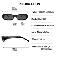 Lunettes de soleil polarisées UV400 pour femmes, polies à la main, avec logo personnalisé, style vintage petit rectangle Y2K, en acétate épais – Collection 2026