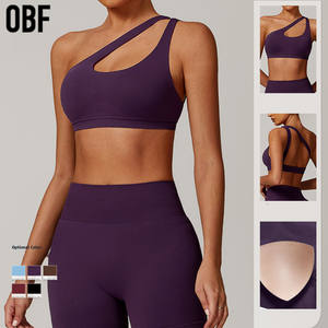 Soutien-gorge de sport à épaule unique pour femmes exercice sangle gauche soutien-gorge de Yoga mignon soutien moyen haut coupé confortable et respirant - Product Image 2