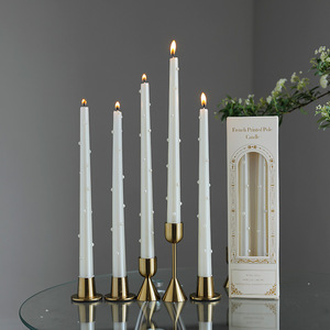 XS9222 Pearl Taper Candles Tall Unscented Handmade <strong>White</strong> Candles Long Burning Elegant <strong>Candlesticks</strong> for Wedding Dinner Home Decor - Product Image 1