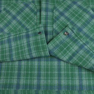 Camicia da uomo taglie forti di alta qualità camicia da uomo con doppia grande tasca coperta con bottone con apertura a manica verde a quadri camicie firmate - Product Image 6
