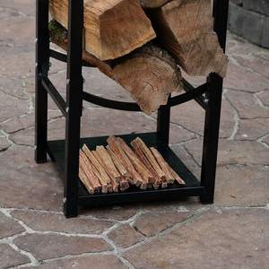 Support à bois de chauffage robuste en métal pour intérieur et extérieur, avec rangement pour bûches et ensemble d'outils de cheminée - Product Image 5