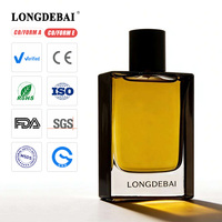 Botella de Perfume de Vidrio Cuadrada Vacía de Lujo Personalizada de 50 ml y 100 ml, Transparente, Pulida, Pintada de Negro, con Pulverizador de Bomba y Tapa