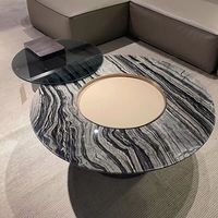 Table basse en marbre minimaliste italienne, design moderne, table basse créative en verre trempé pour salon
