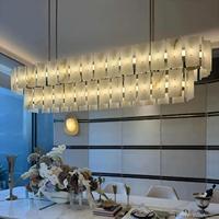 Lustre en albâtre espagnol sur mesure pour restaurant, villa, duplex, salon, table à manger et îlot de cuisine - LED 120-150 cm
