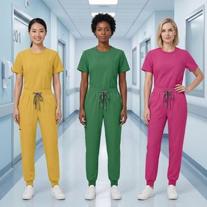 Conjuntos de Uniformes Médicos de Lujo <span class=keywords><strong>para</strong></span> Mujer, Cuello Redondo, Premium, Talla Pequeña, Marca Privada, Spandex, Ligeros <span class=keywords><strong>para</strong></span> Primavera/Otoño, 46002 - Product Image 1